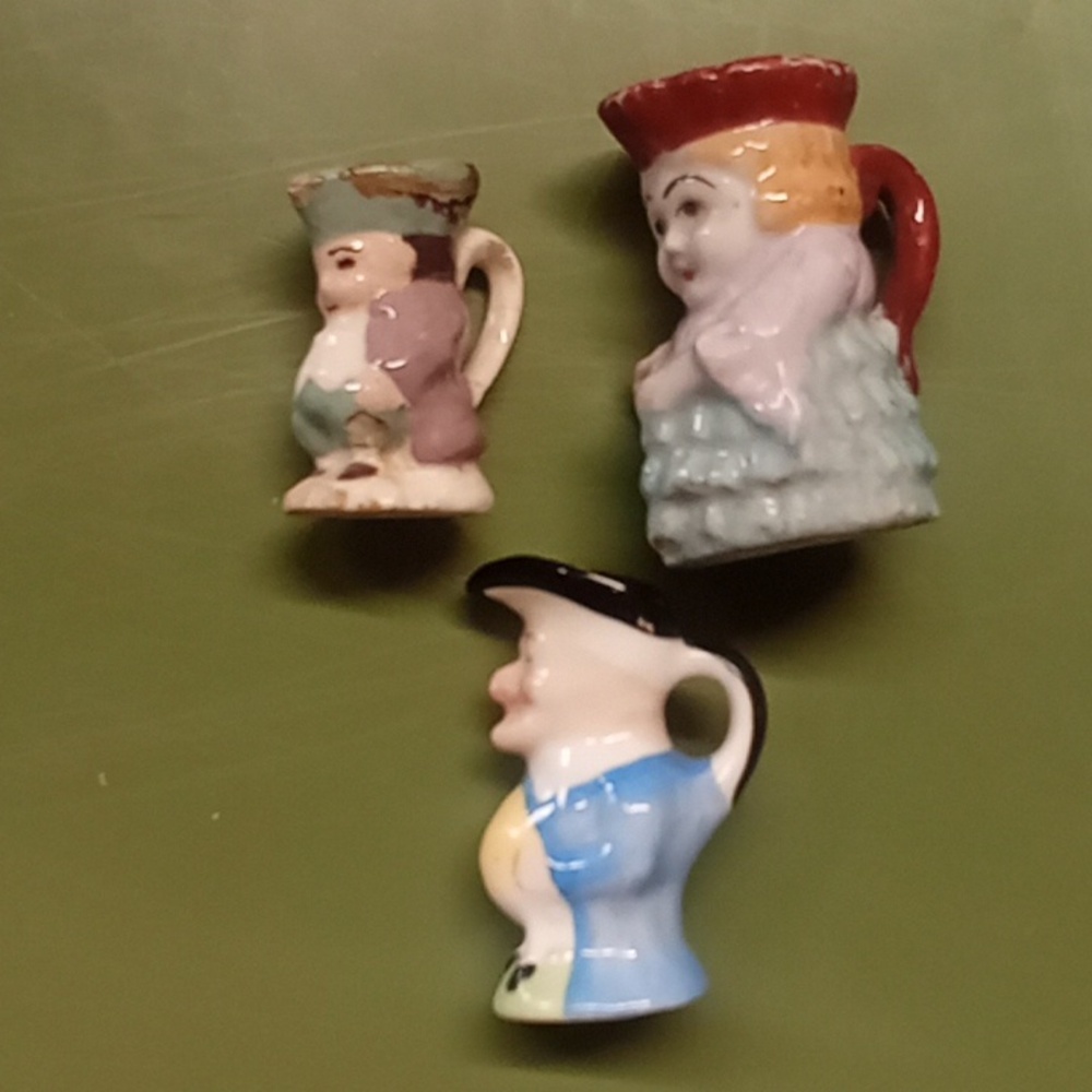 Antique Tiny Jug Toothpick Holders Ceramic Porcelain Occupied Japan Miniature